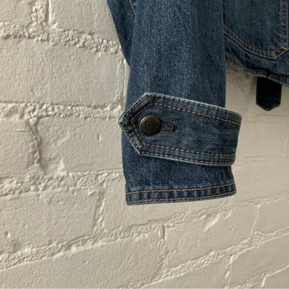 Vintage Chaps Womens Jean Jacket Dark Blue Denim Blazer Jacket Fitted Minimalist - Picture 9 of 14